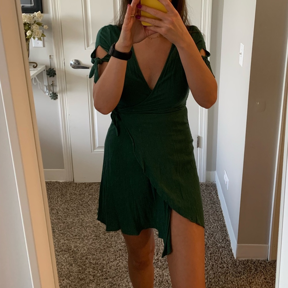 Green wrap dress